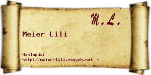 Meier Lili névjegykártya
